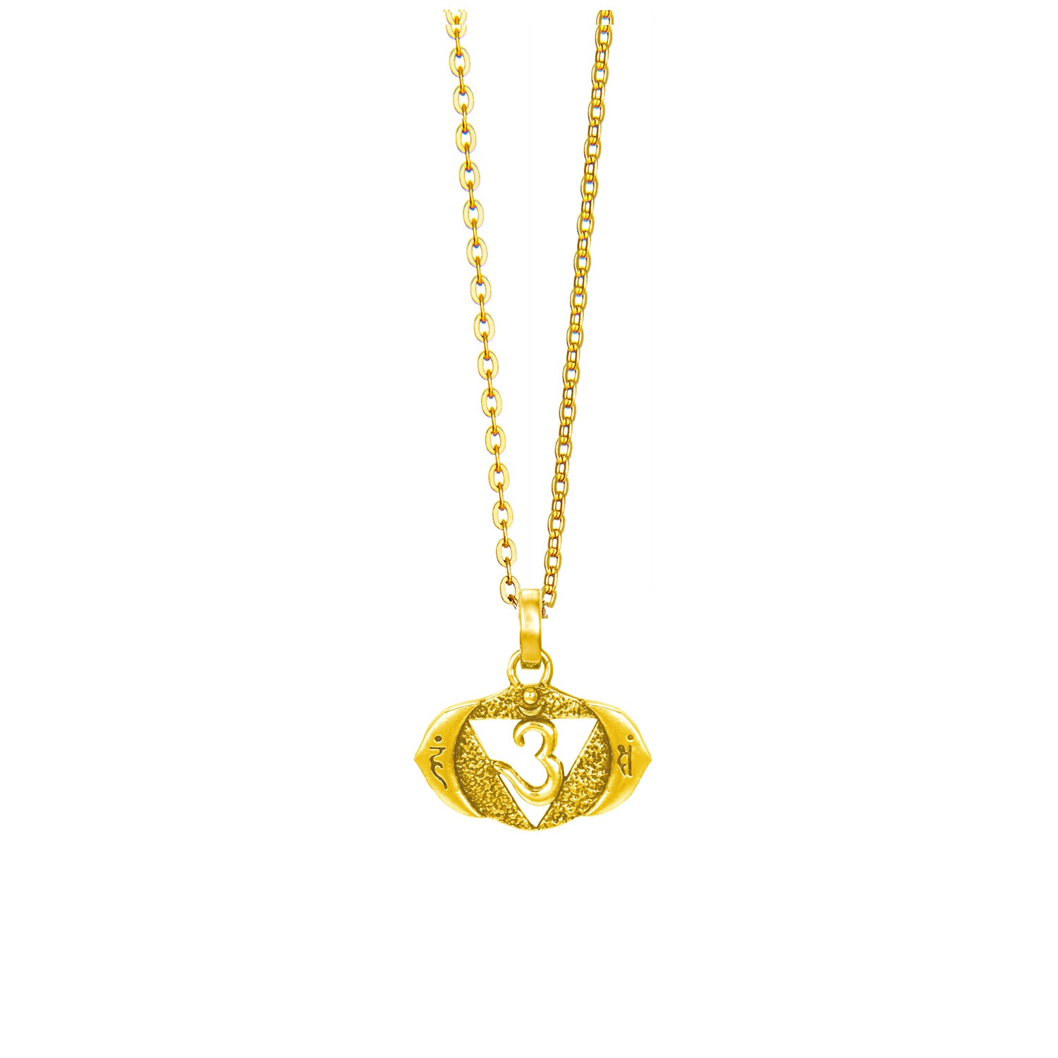 Kleiner Stirn Chakra Anhänger mit Mantra aus hochwertig vergoldetem Sterling Silber  mit Kette von ETERNAL BLISS - Spriritueller Schmuck