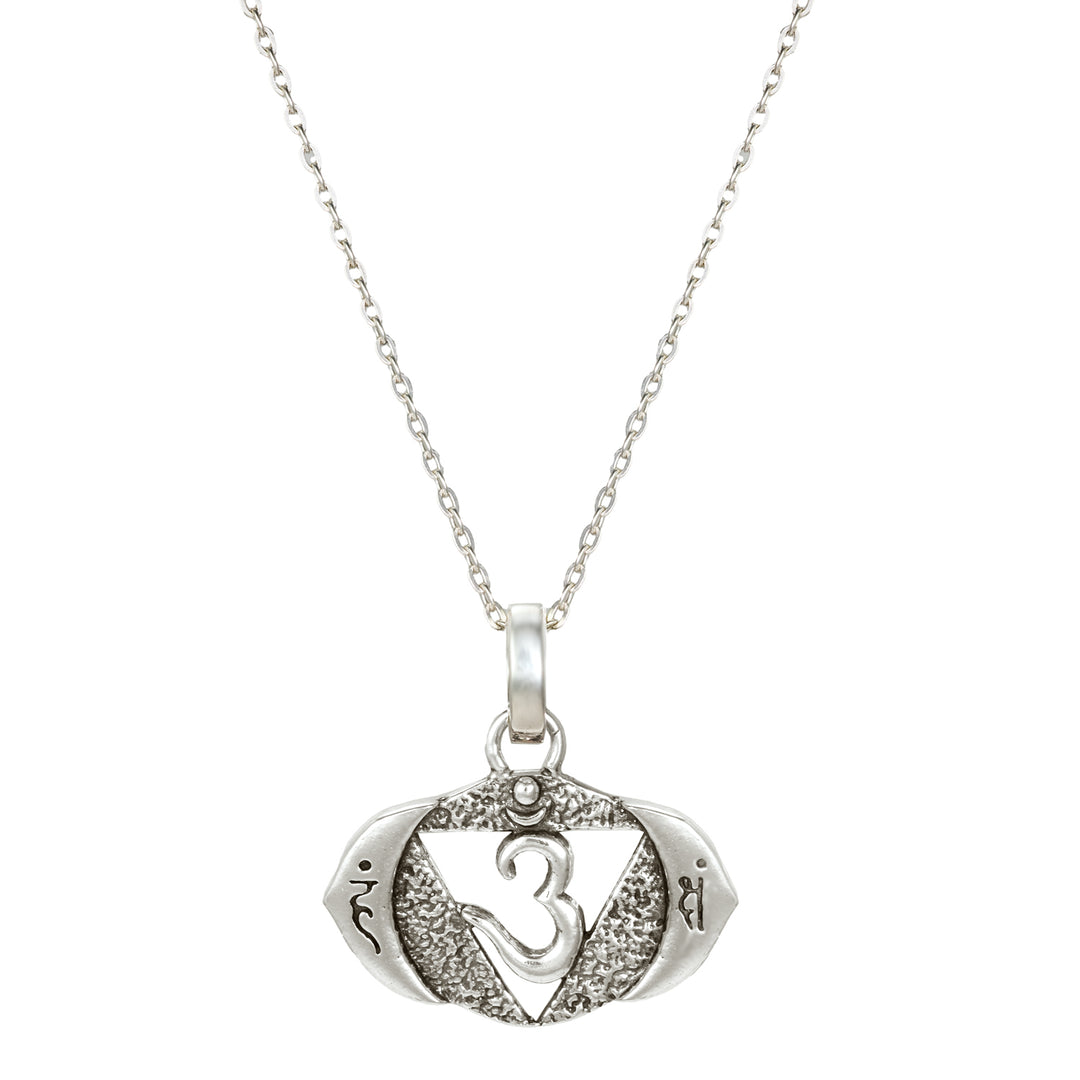 Stirn oder Ajna Chakra Anhänger mit Mantra aus hochwertigem Sterling Silber in zwei Größen von ETERNAL BLISS - Spriritueller Schmuck