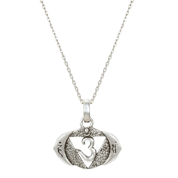 Stirn oder Ajna Chakra Anhänger mit Mantra aus hochwertigem Sterling Silber in zwei Größen von ETERNAL BLISS - Spriritueller Schmuck