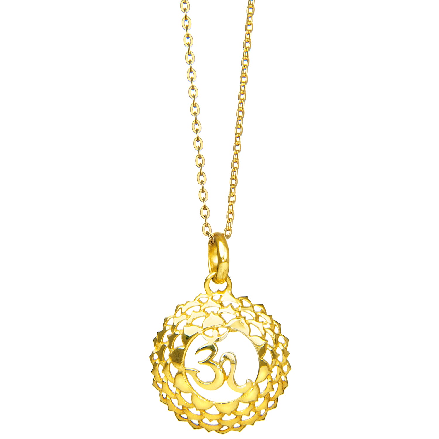 Kronen oder Sahasrara Chakra Anhänger mit Mantra vergoldet mit Kette von ETERNAL BLISS - Spiritueller Schmuck