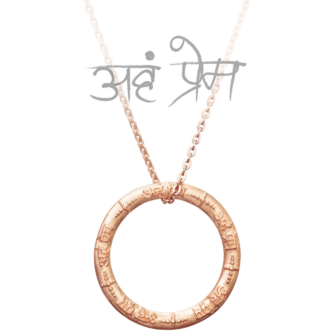 Rosé vergoldeter Aham-Prema-Mantra-Anhänger aus Sterling Silber von ETERNAL BLISS - Spiritueller Schmuck