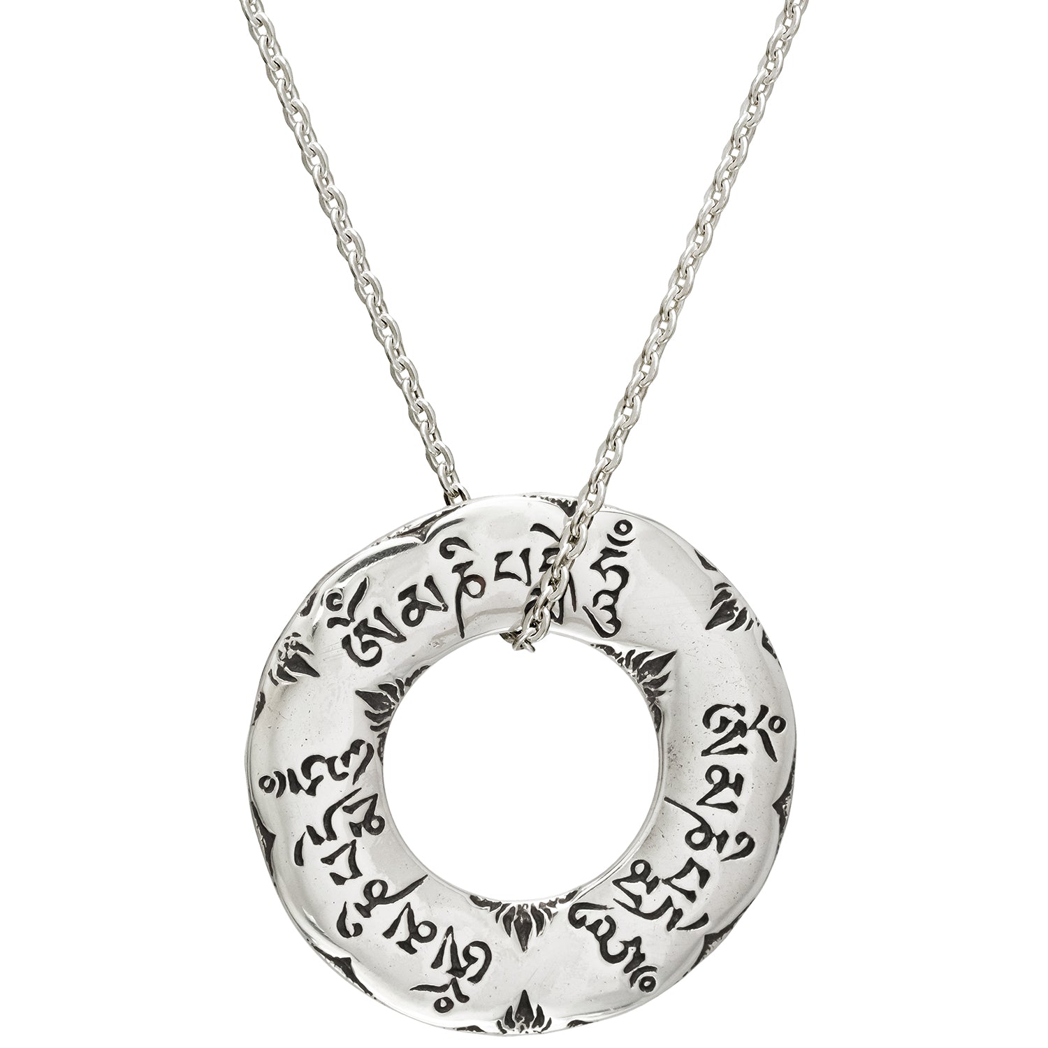 Großer Om Mani Padme Hum Mantra Anhänger aus Sterling Silber von ETERNAL BLISS - Spiritueller Schmuck