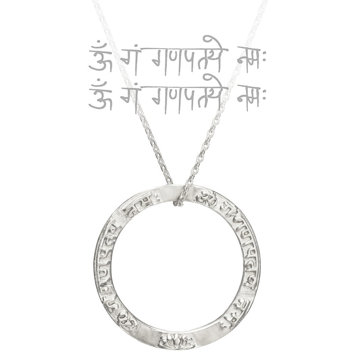 Ringförmiger Ganesha Mantra Anhänger  aus Sterling Silber von ETERNAL BLISS aus der spirituellen Yoga Schmuckkollektion