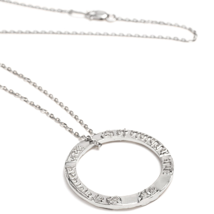 Ring shaped Ganesha Mantra pendant in sterling silver from ETERNAL BLISS from the spiritual yoga jewelry collection