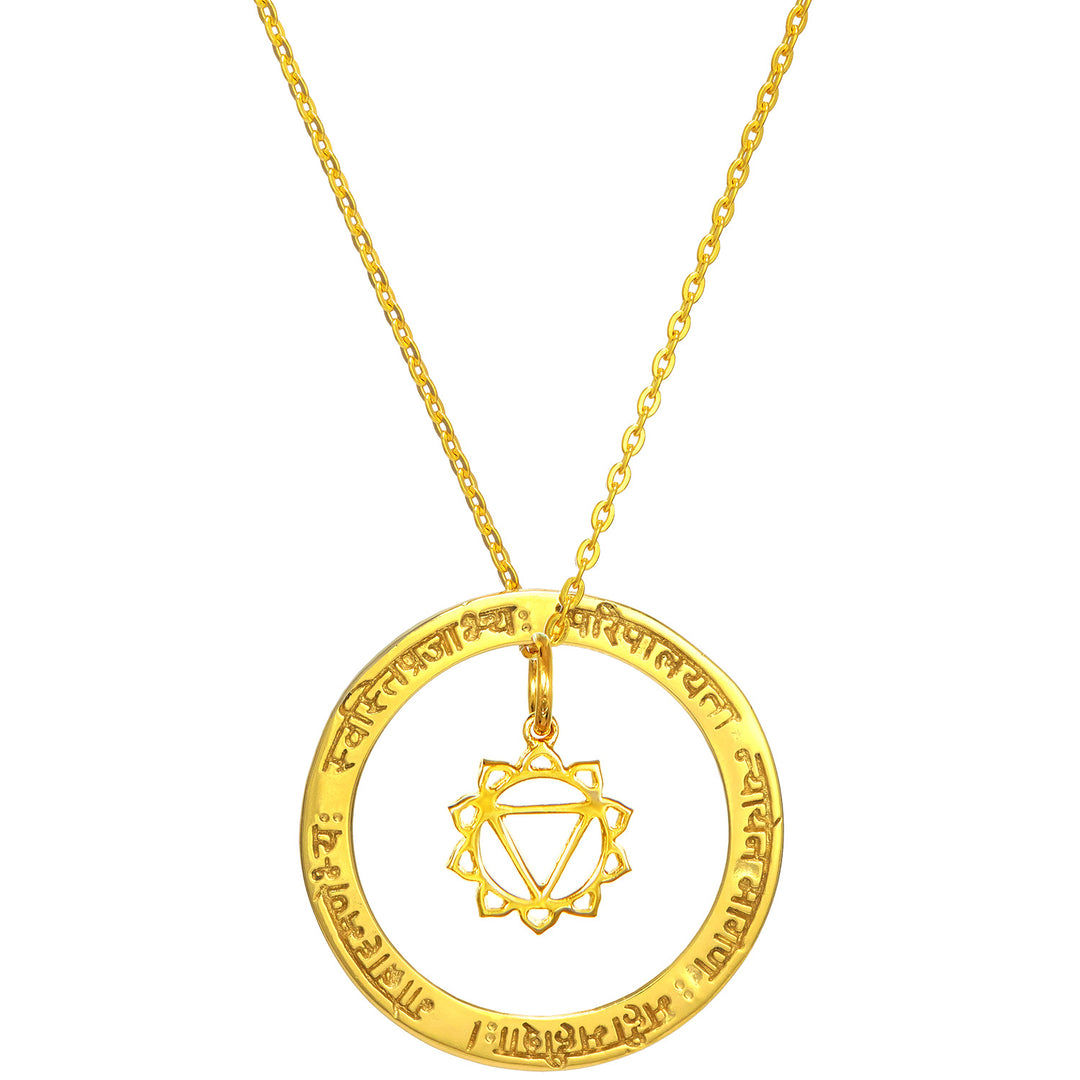 Spirituelle Schutzkette mit Mangala Mantra und Solarplexus Chakra Symbol