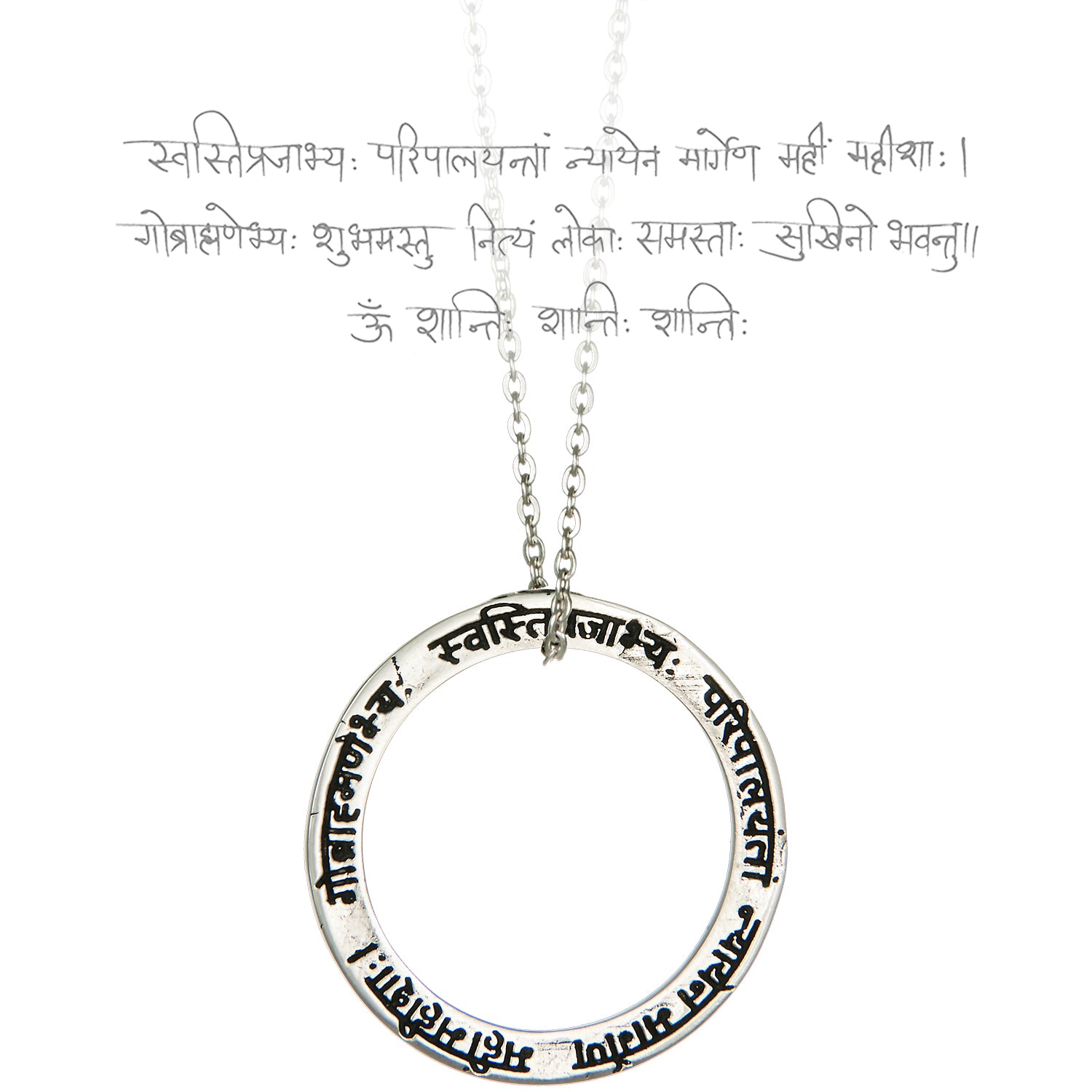 Mangala Mantra Anhänger in klassischer Ringform aus Sterling Silber von Eternal Bliss aus der Yoga Schmuckkollektion