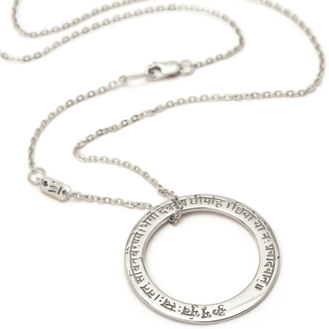 Gayatri Mantra Pendant in Sterling Silver by Eternal Bliss from the Yoga Jewelry Collection
