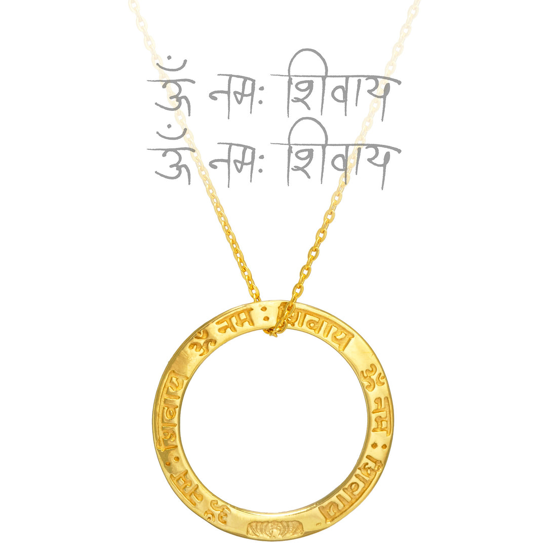 Vergoldeter Shiva Mantra Anhänger aus Sterling Silber mit Kette von ETERNAL BLISS - Spiritueller Schmuck