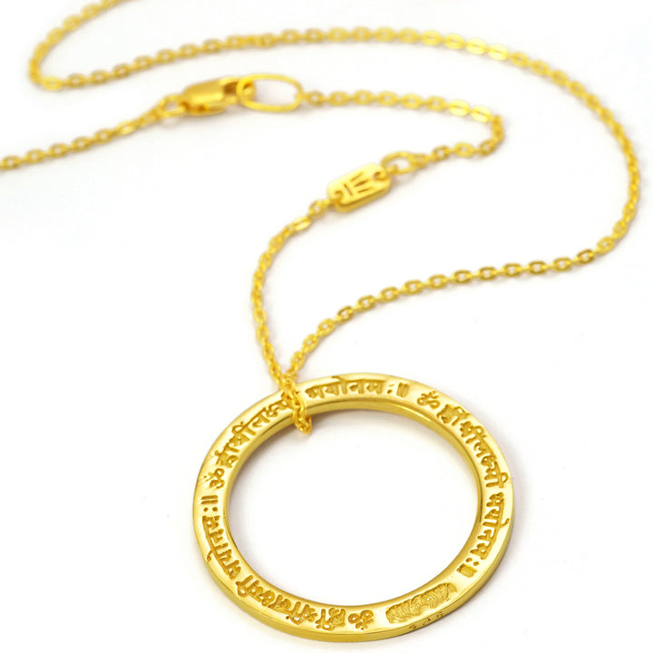 Lakshmi Mantra Necklace in Sterling Silver Gold Plated by Eternal Bliss from the Yoga Jewelry Collection