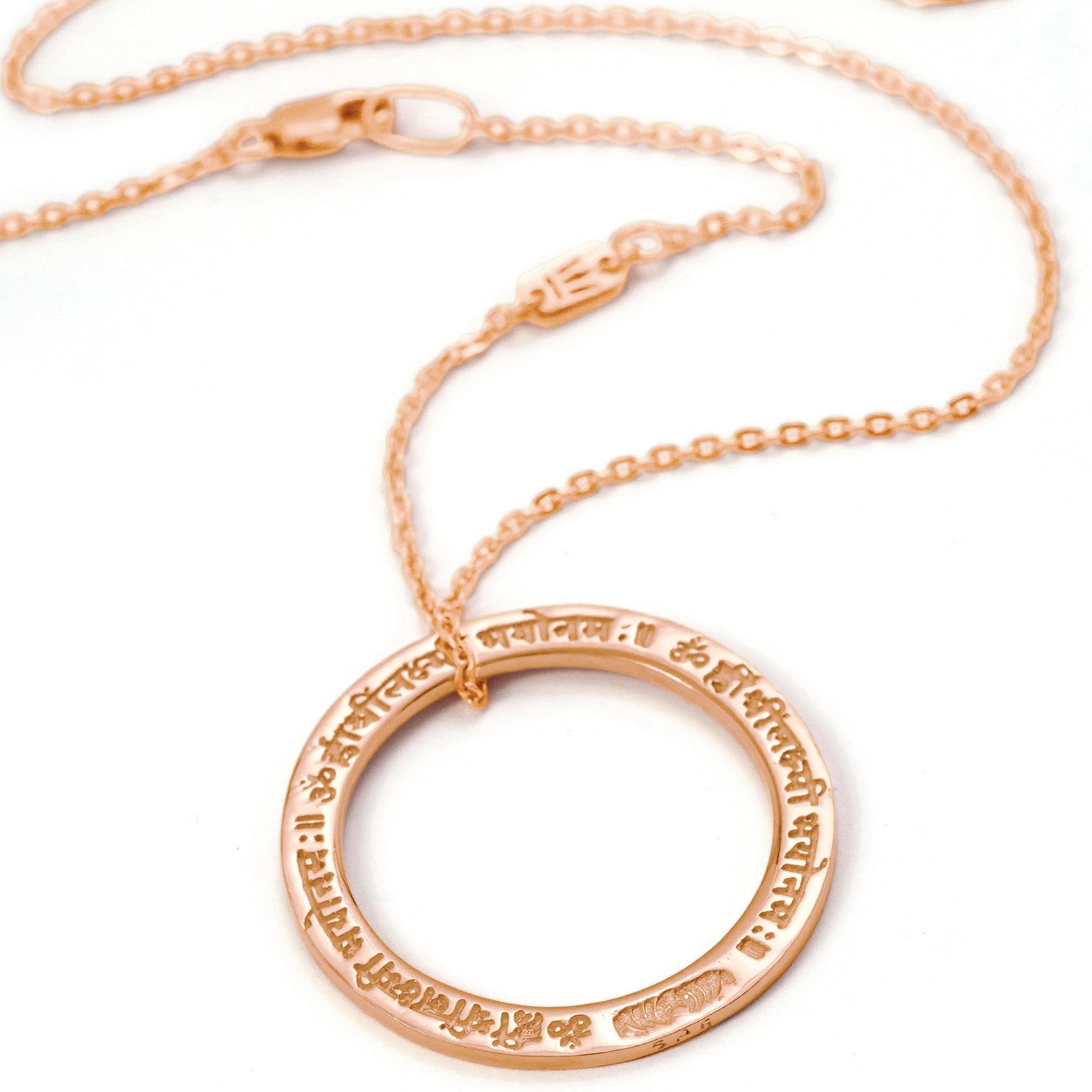 Lakshmi Mantra Necklace made of sterling silver rose gold plated by Eternal Bliss