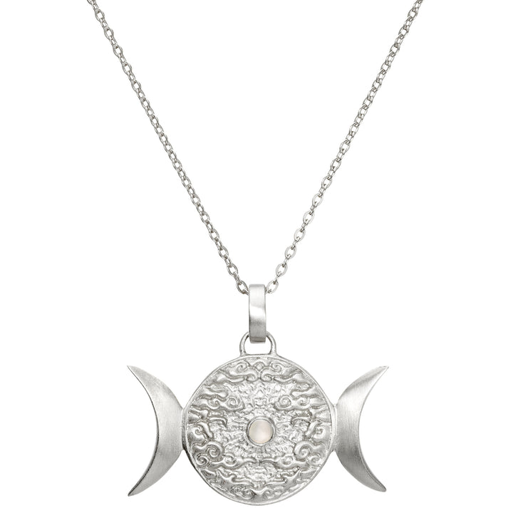 Mondphasenanhänger "Dreifaltige Göttin" mit Mondstein Silber