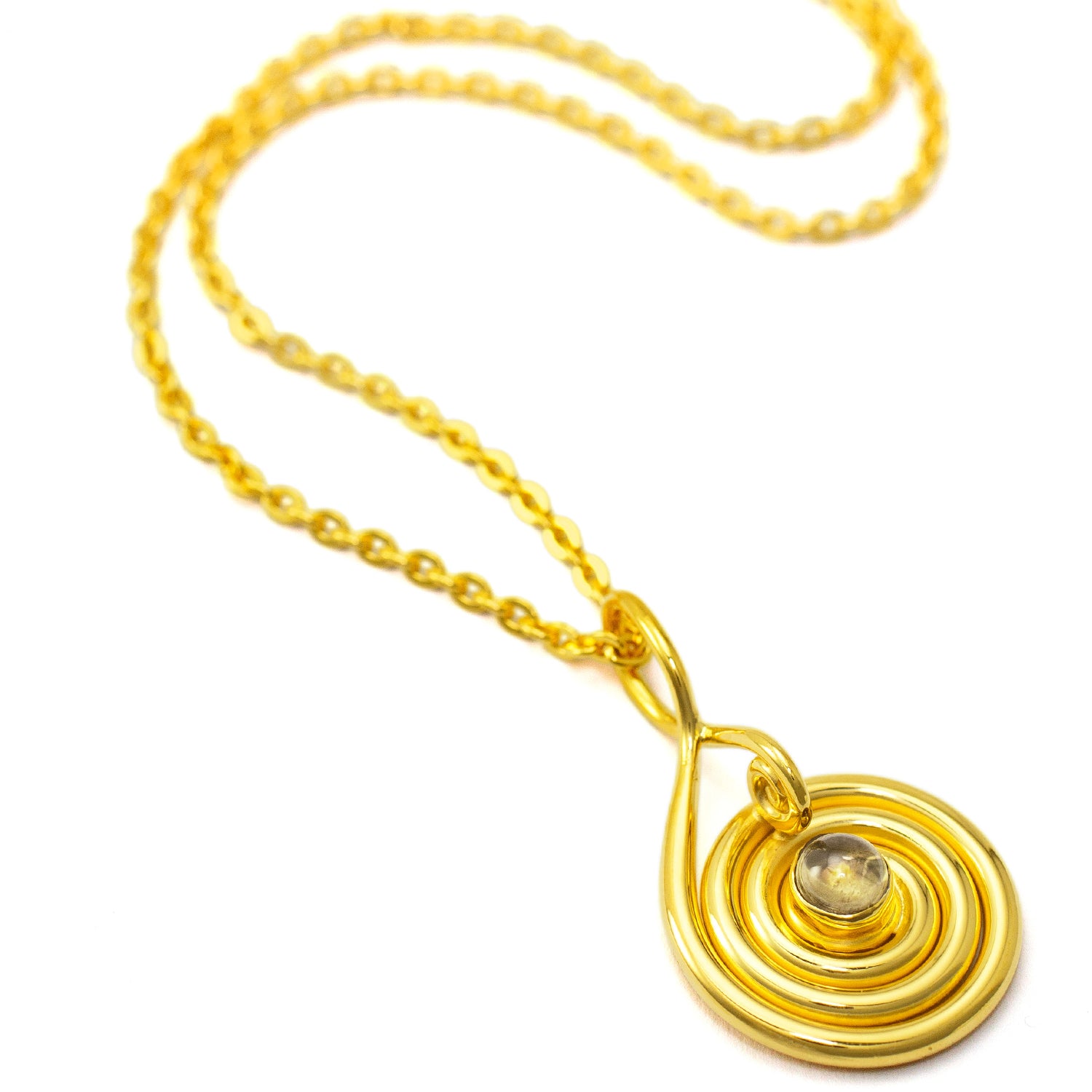 Spiral pendant gold-plated with high-quality tiger eye cabochon by ETERNAL BLISS - Spiritual Jewelry