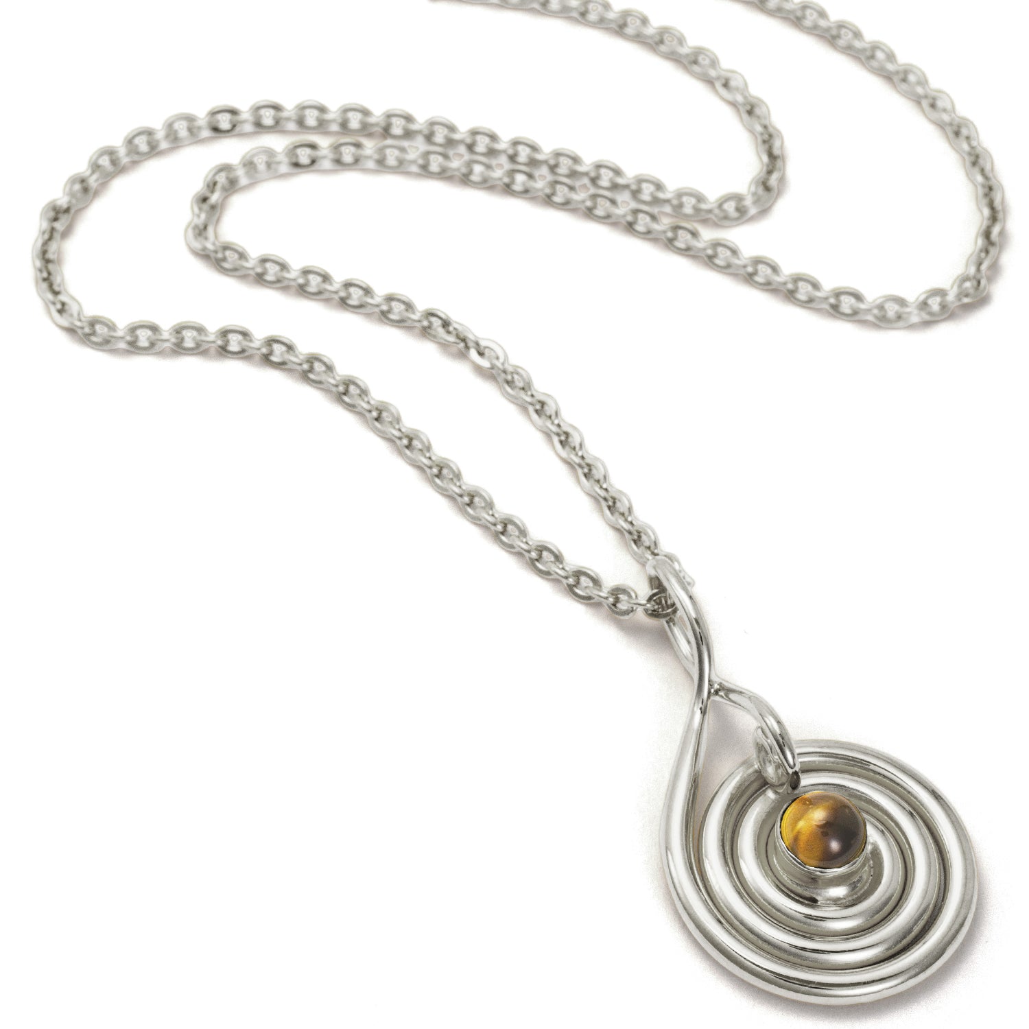 Spiral pendant made of antique Sterling silver with high-quality tiger eye cabochon by ETERNAL BLISS - Spiritual Jewelry