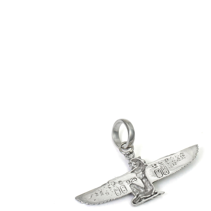 Detaillierte Rückseite vom silbernen Göttin Isis Anhänger mit Bergkristall von ETERNAL BLISS - Ägyptischer Schmuck