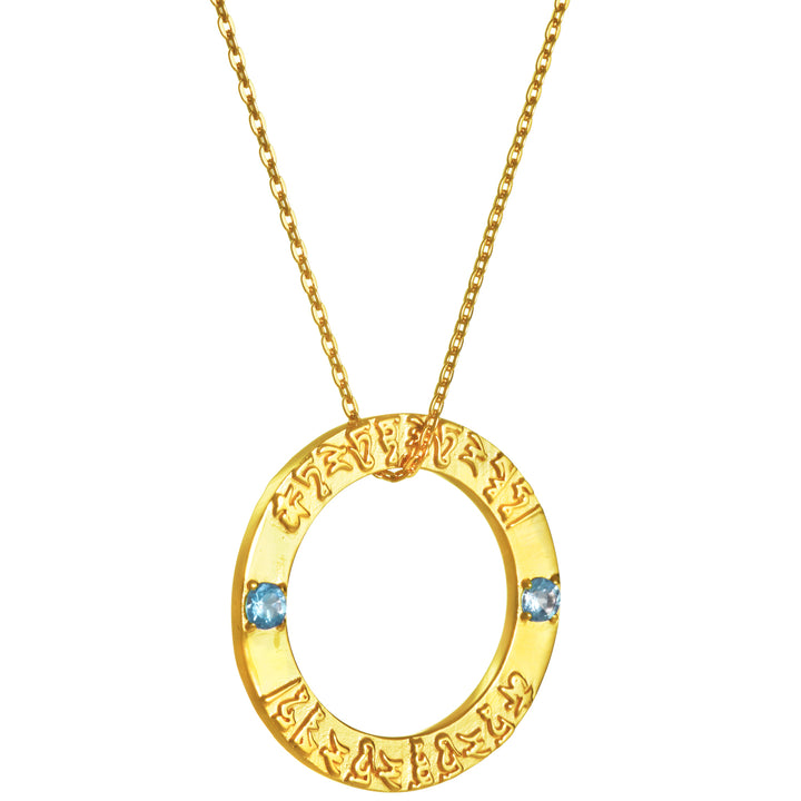 Tara Mantra Anhänger aus hochwertig vergoldetem Sterling Silber mit Topas Edelsteinen von ETERNAL BLISS aus der Spirituellen Yoga Schmuckkollektion