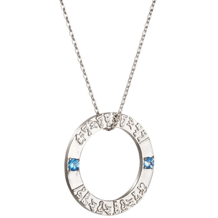 Tara Mantra Anhänger aus Sterling Silber mit Topas Edelsteinen von ETERNAL BLISS aus der Spirituellen Yoga Schmuckkollektion