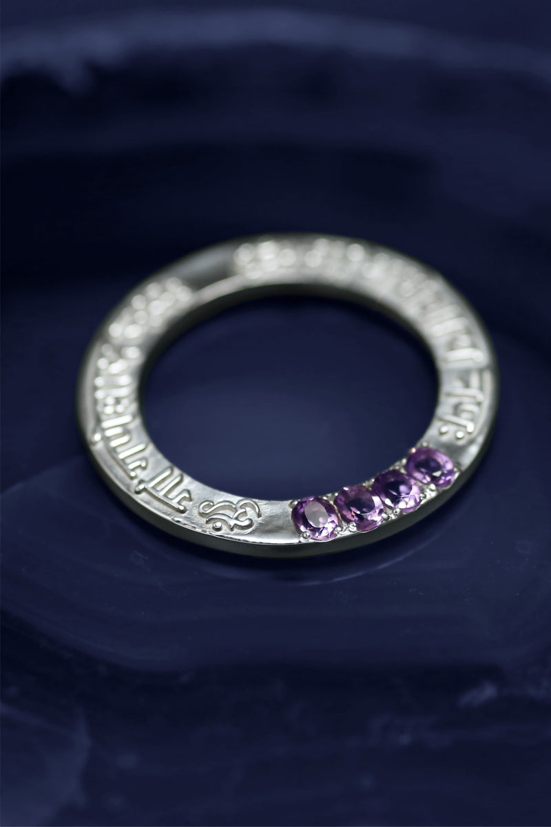 Spiritual jewelry collection: Ganesha Mantra pendant in sterling silver with gemstones