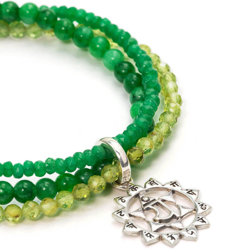 Heart Chakra bracelet with gemstones silver by ETERNAL BLISS - Spiritual Jewellery