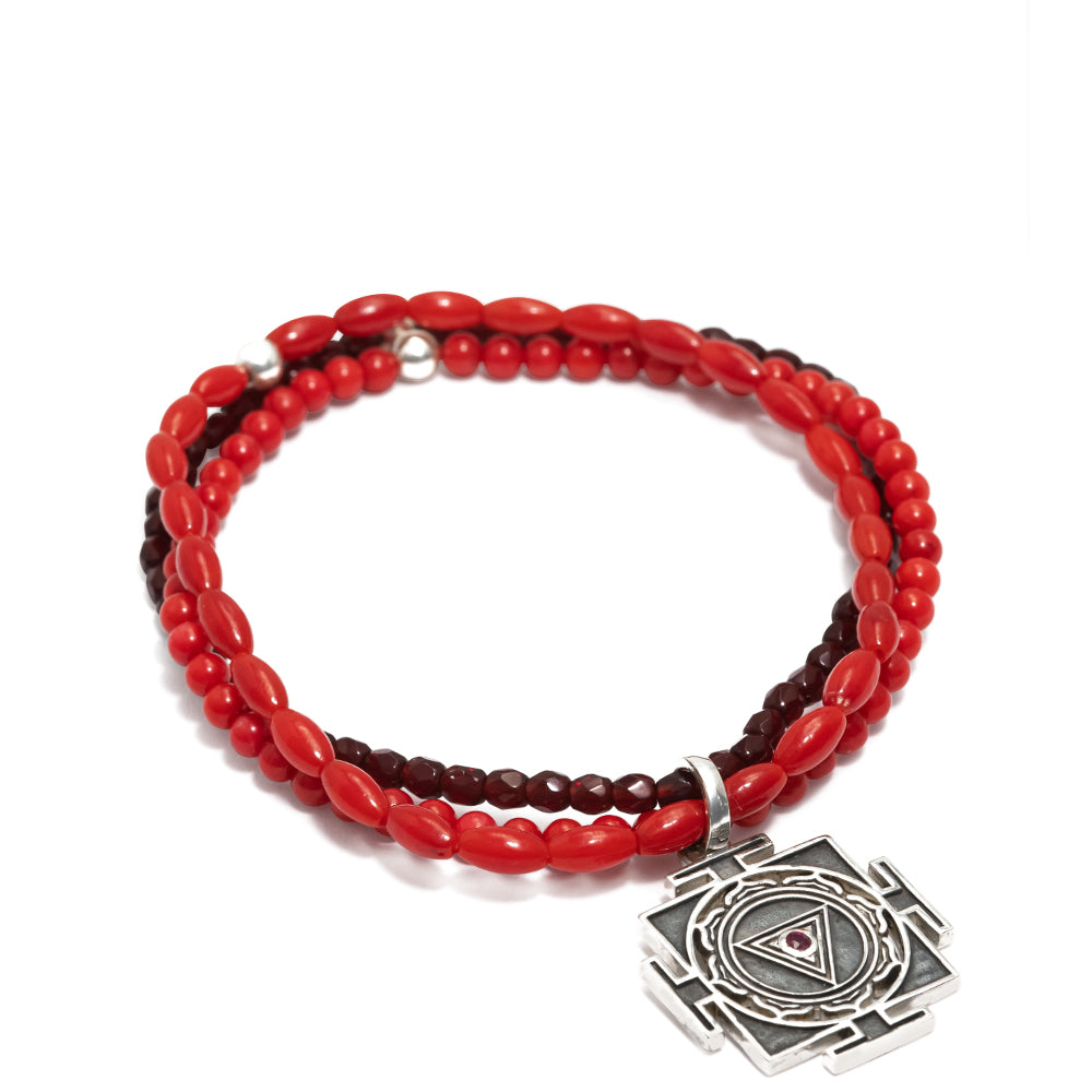 Kali Yantra Edelstein Armband mit Rubin Silber von ETERNAL BLISS - Spiritueller Schmuck