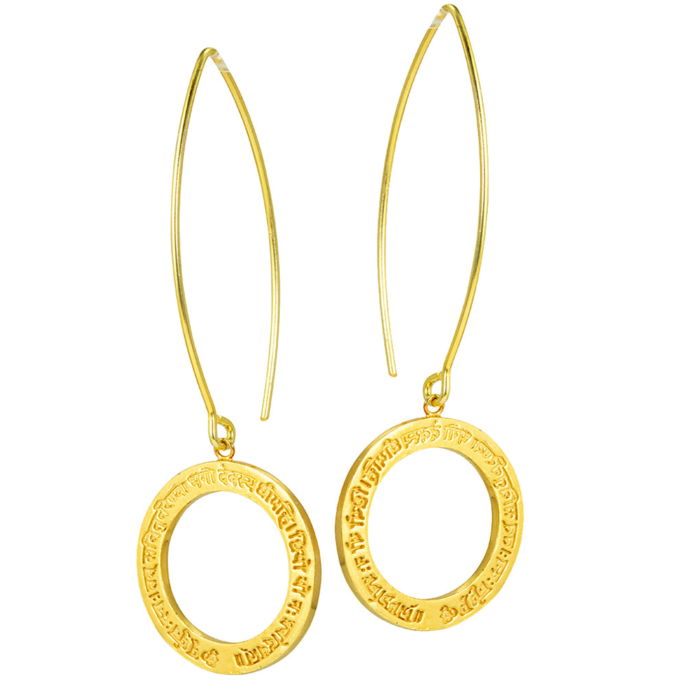 Gayatri Mantra earrings gold-plated Sterling silver by ETERNAL BLISS - Spiritual Jewellery