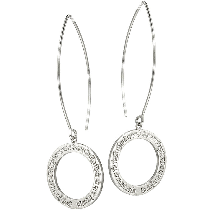  Gayatri Mantra Earrings Silver with extra long earwires