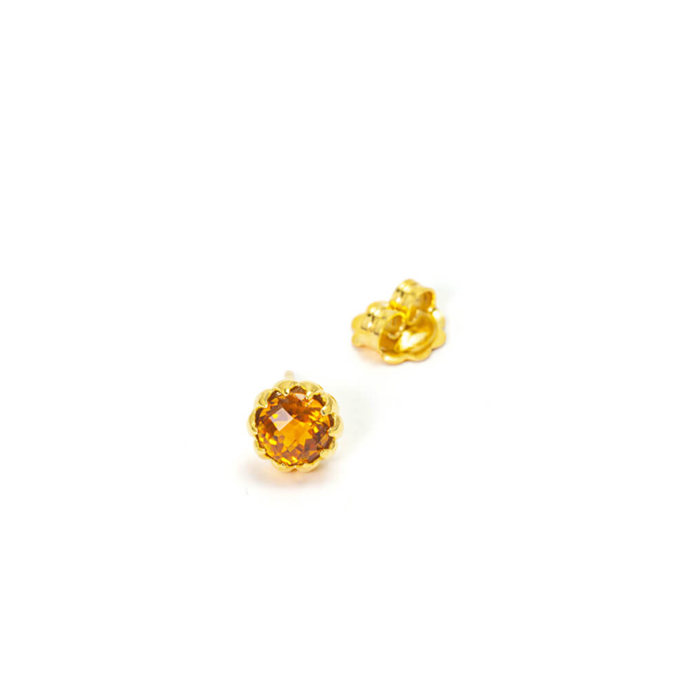 Orange citrine ear studs gold-plated silver by ETERNAL BLISS - Spiritual Jewellery