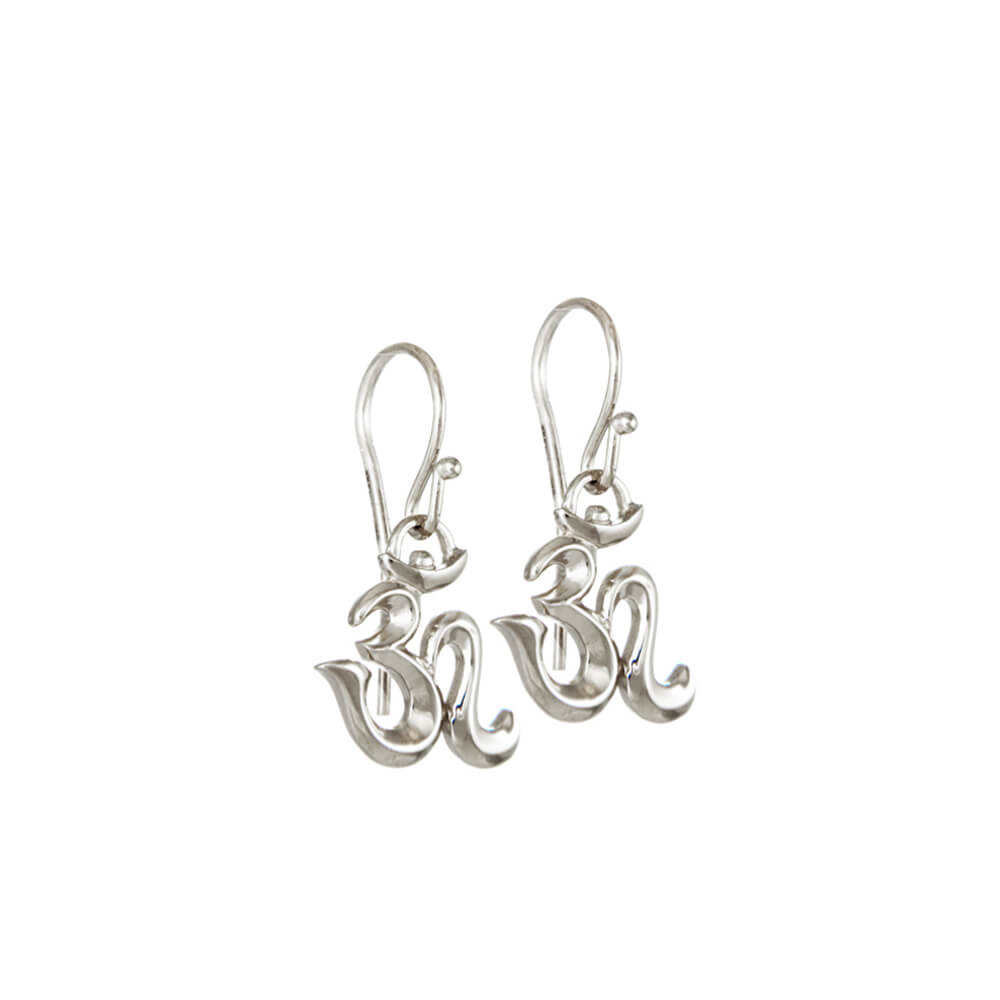 Silver Mini Om drop earrings by ETERNAL BLISS - Spiritual Jewellery