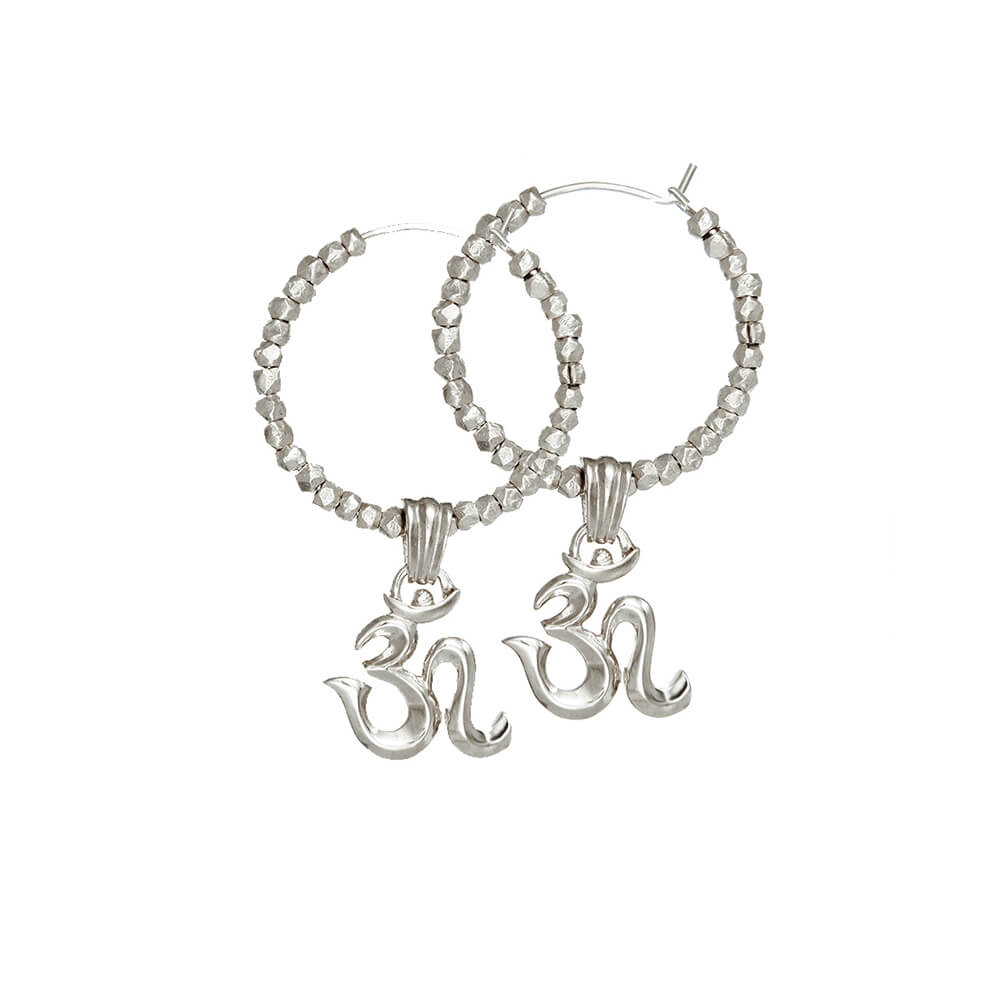 Mini OM Kreolen Silber mit Beads von ETERNAL BLISS - Spiritueller Schmuck
