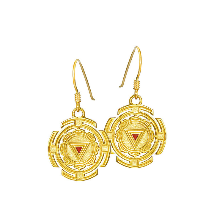 Kali Yantra Ohrhänger Rund Mini vergoldet von ETERNAL BLISS - Spiritueller Schmuck