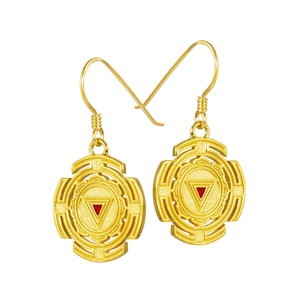 Gold-plated Kali Yantra earrings  by ETERNAL BLISS - Spiritual Jewellery