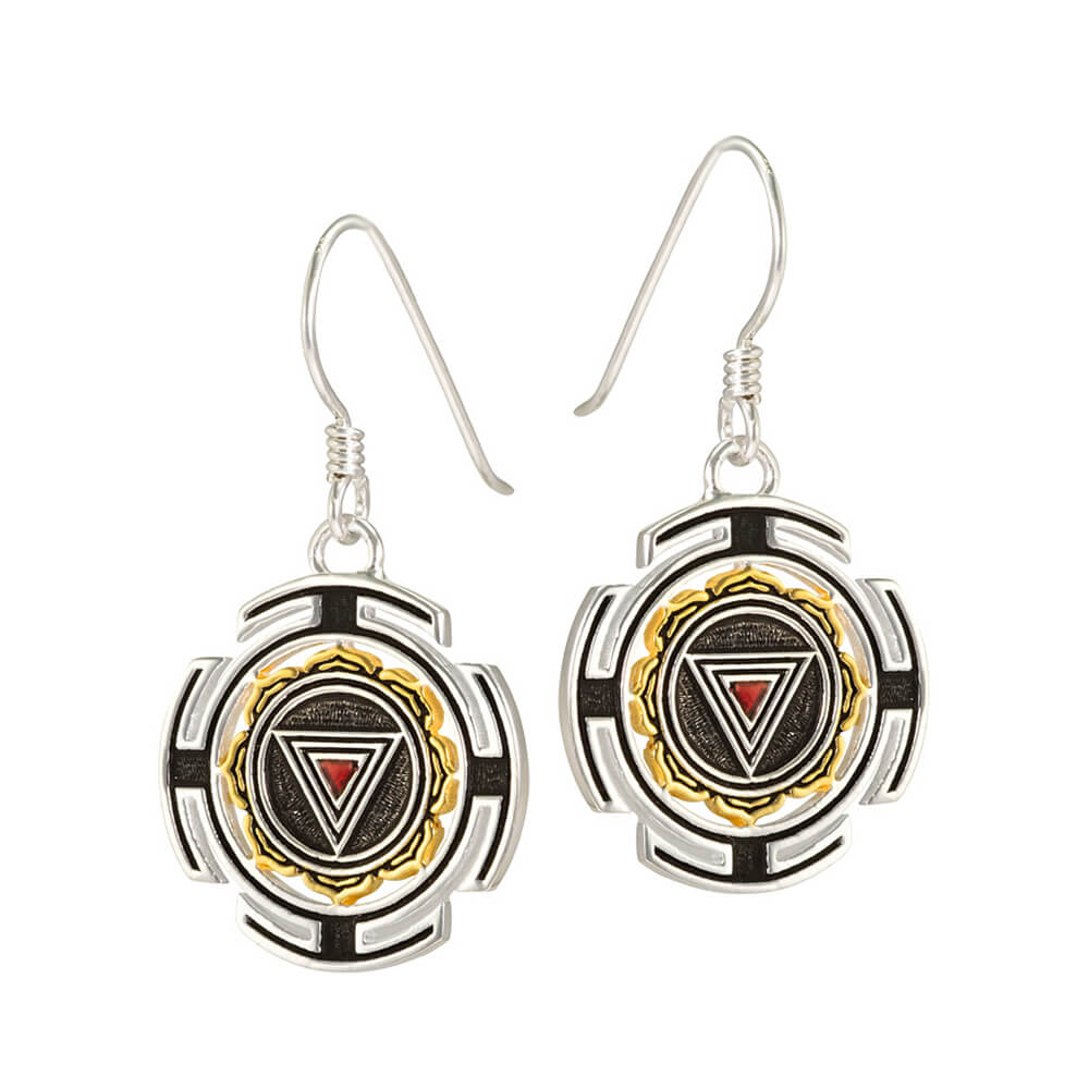 Round Kali Yantra earrings silver by ETERNAL BLISS - Spiritual Jewellery