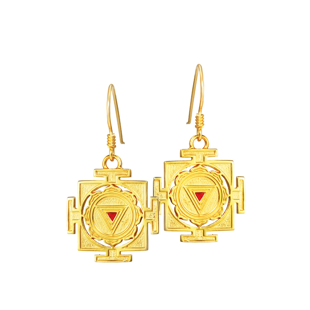 Ohrhänger mit Kali Yantra vergoldet von ETERNAL BLISS - Spiritueller Schmuck