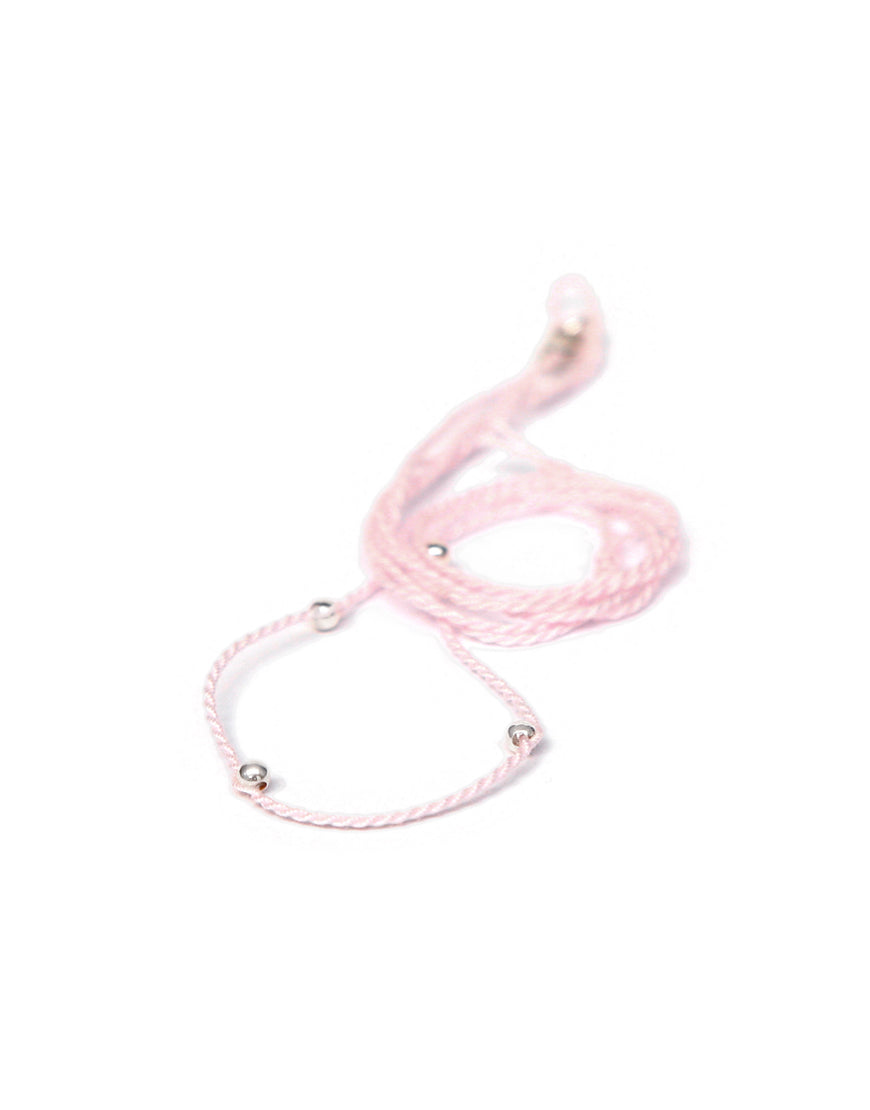 Halsband roséfarben aus Baumwolle mit silberen Perlen von ETERNAL BLISS