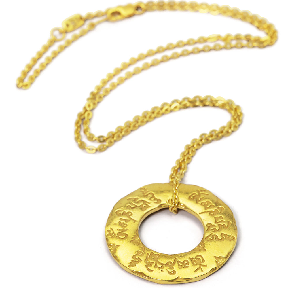Om Mani Padme Hum Mantra necklace gold-plated with chain by ETERNAL BLISS - spiritual jewelry