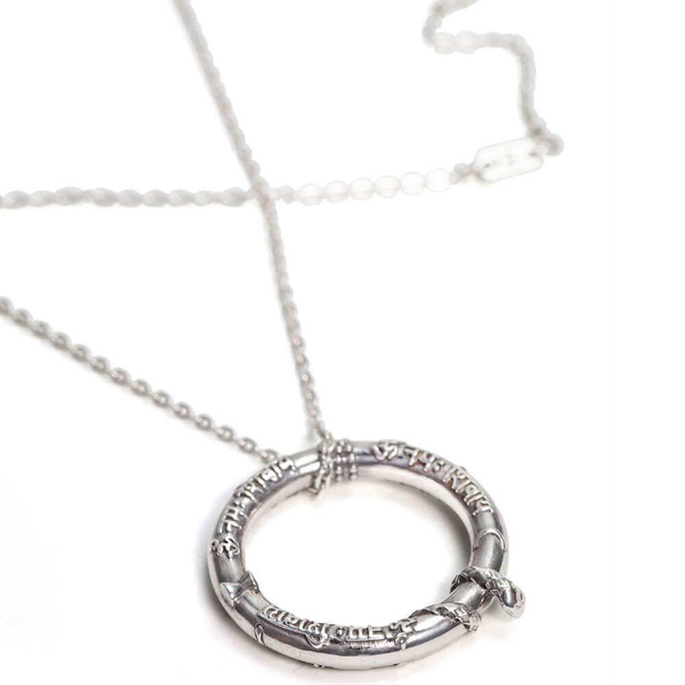 Shiva Mantra Anhänger mit erhabener Schlange Silber mit hochwertiger 50cm Ankerkette 