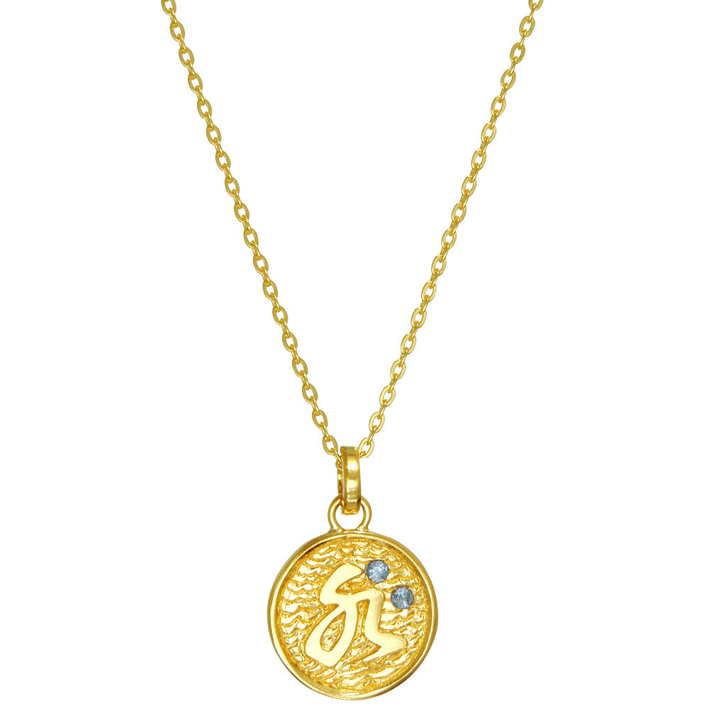 Vergoldeter 5 Elemente Anhänger Wasser mit Aquamarin von ETERNAL BLISS - Spiritueller Schmuck