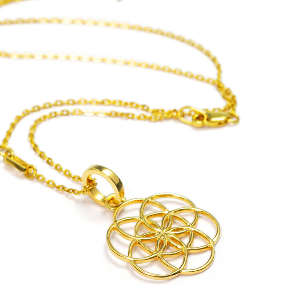 Seed of Life pendant made of gold-plated sterling silver from the spiritual yoga jewellery collection