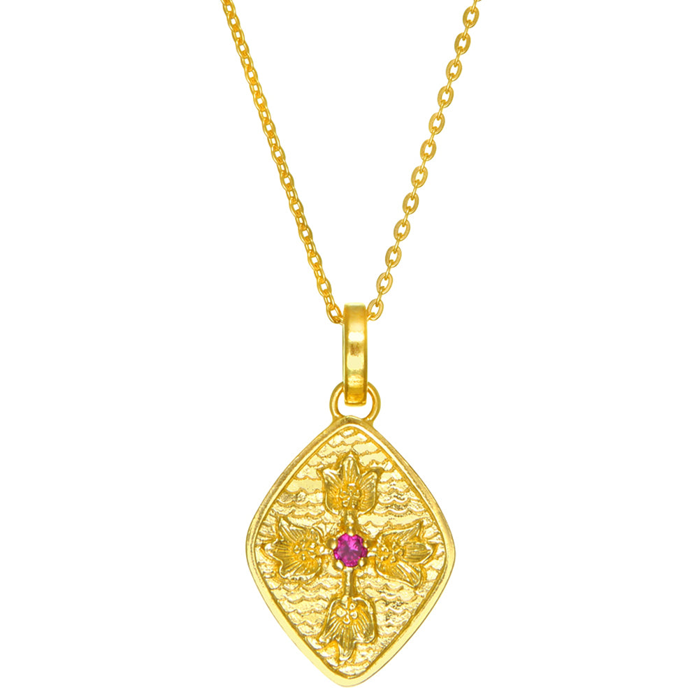 Southern Cross Amulett vergoldet mit Rubin mit Kette von ETERNAL BLISS - Spiritueller Symbolschmuck