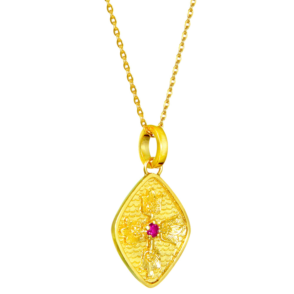 Southern Cross gold-plated pendant with ruby by ETERNAL BLISS - spiritual jewellery