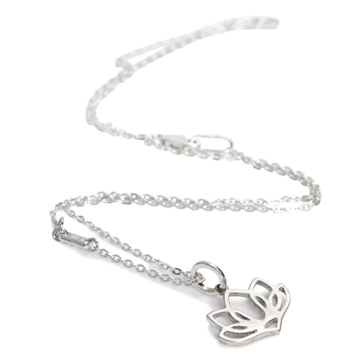 Five-petalled lotus pendant made of sterling silver with violet cord by ETERNAL BLISS - Spiritual Symbol Jewellery