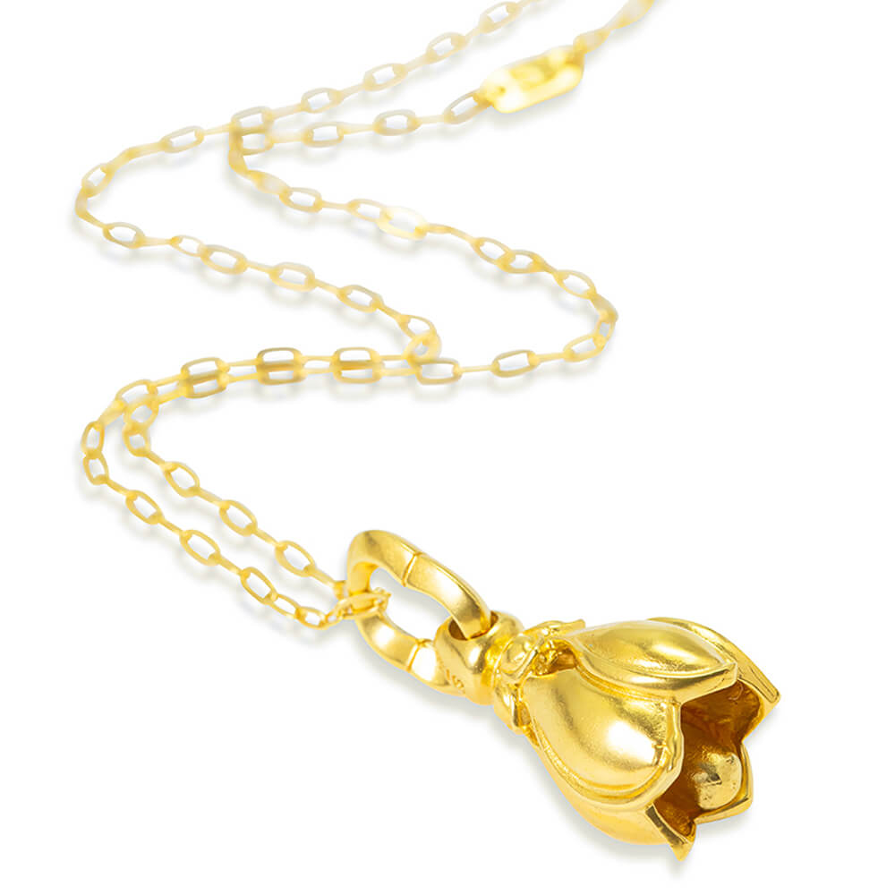 Gold-plated Lotus bell pendant by ETERNAL BLISS - Spiritual Jewellery