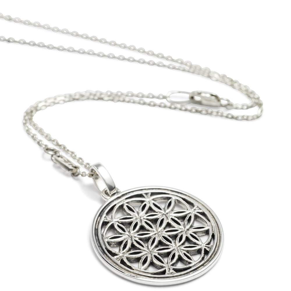 Flower of Life pendant made of sterling silver from the spiritual yoga jewellery collection
