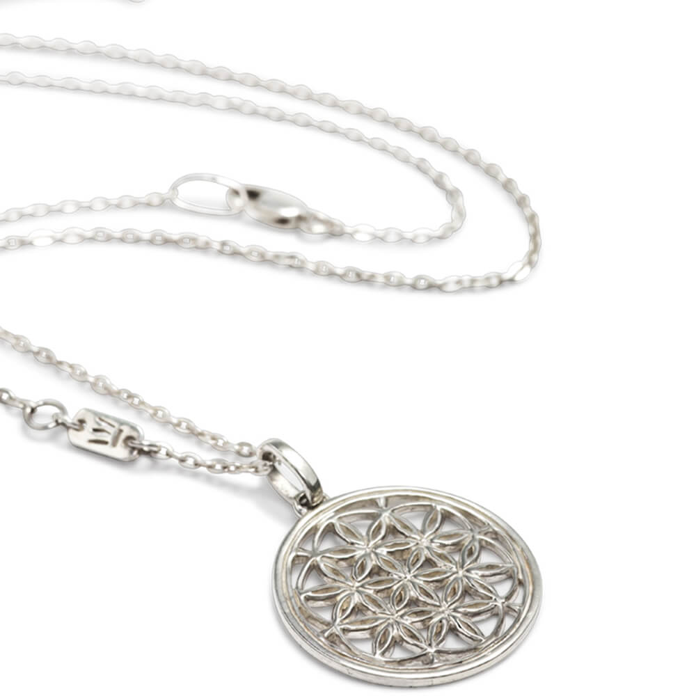 Flower of Life pendant made of sterling silver from the spiritual yoga jewellery collection
