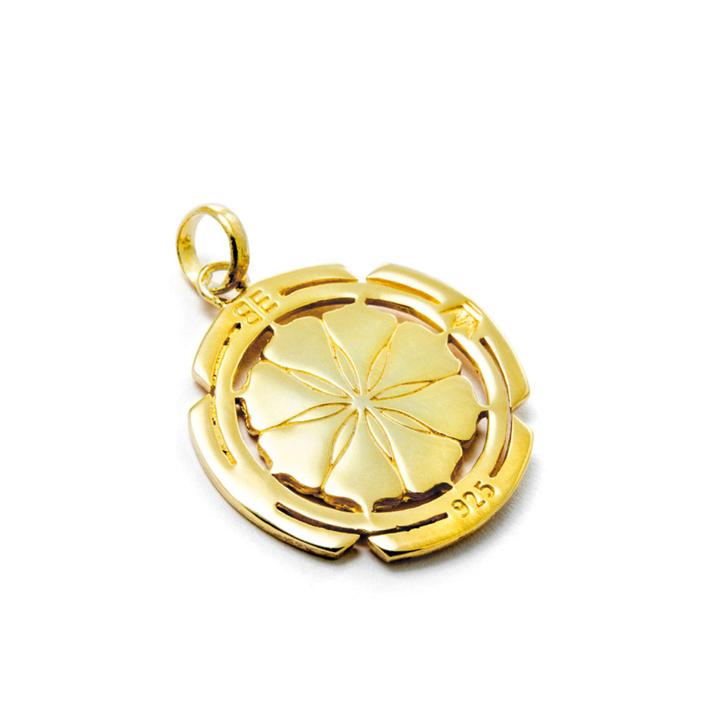 Hochwertig verarbeitete Rückseite des Kali Yantra Schmuck vergoldet