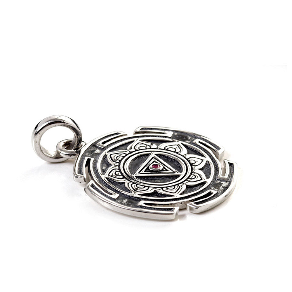 Kali Yantra pendant with ruby made of Sterling silver by ETERNAL BLISS - Spiritual Jewellery
