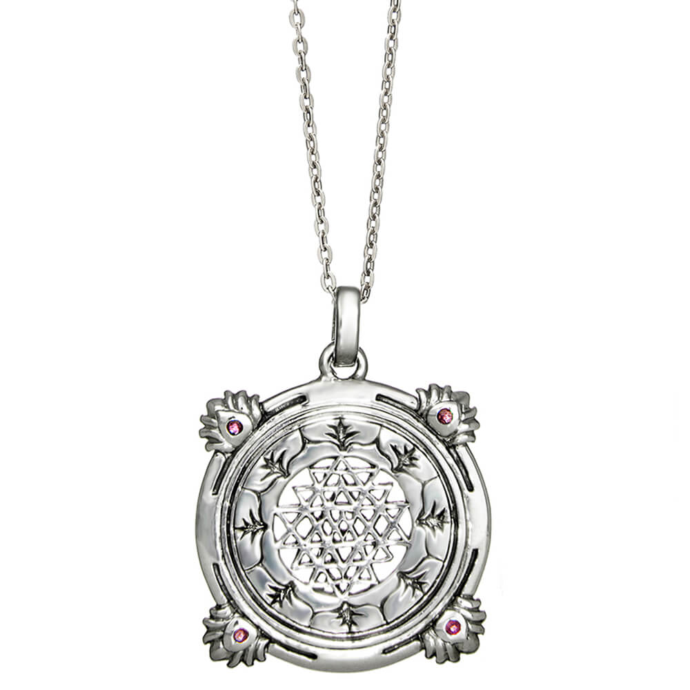 Mystischer Sri Yantra Anhänger mit Rubinen Silber von ETERNAL BLISS - Spiritueller Schmuck