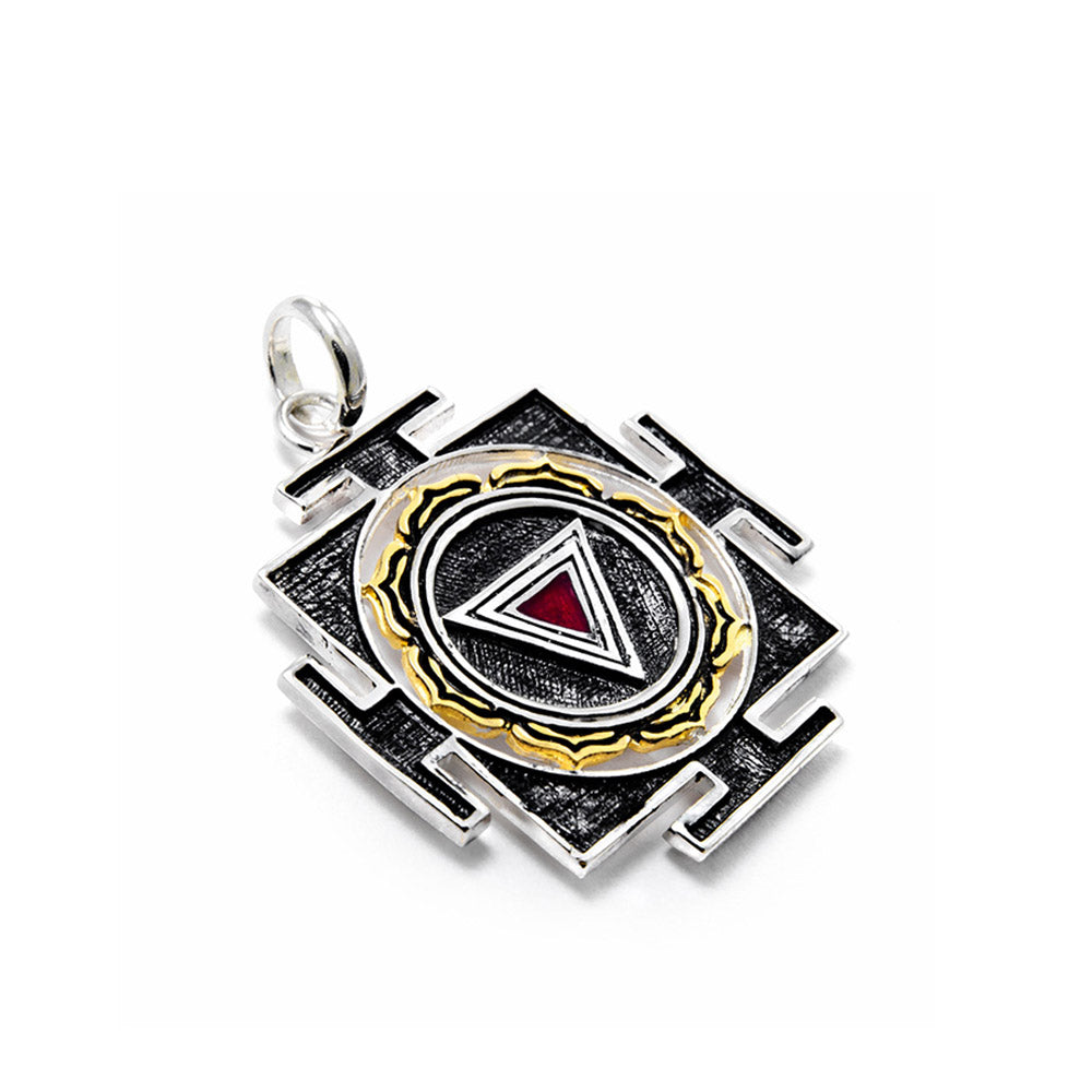 Square-shaped Kali Yantra pendant made from Sterling silver by ETERNAL BLISS - Spiritual Jewellery