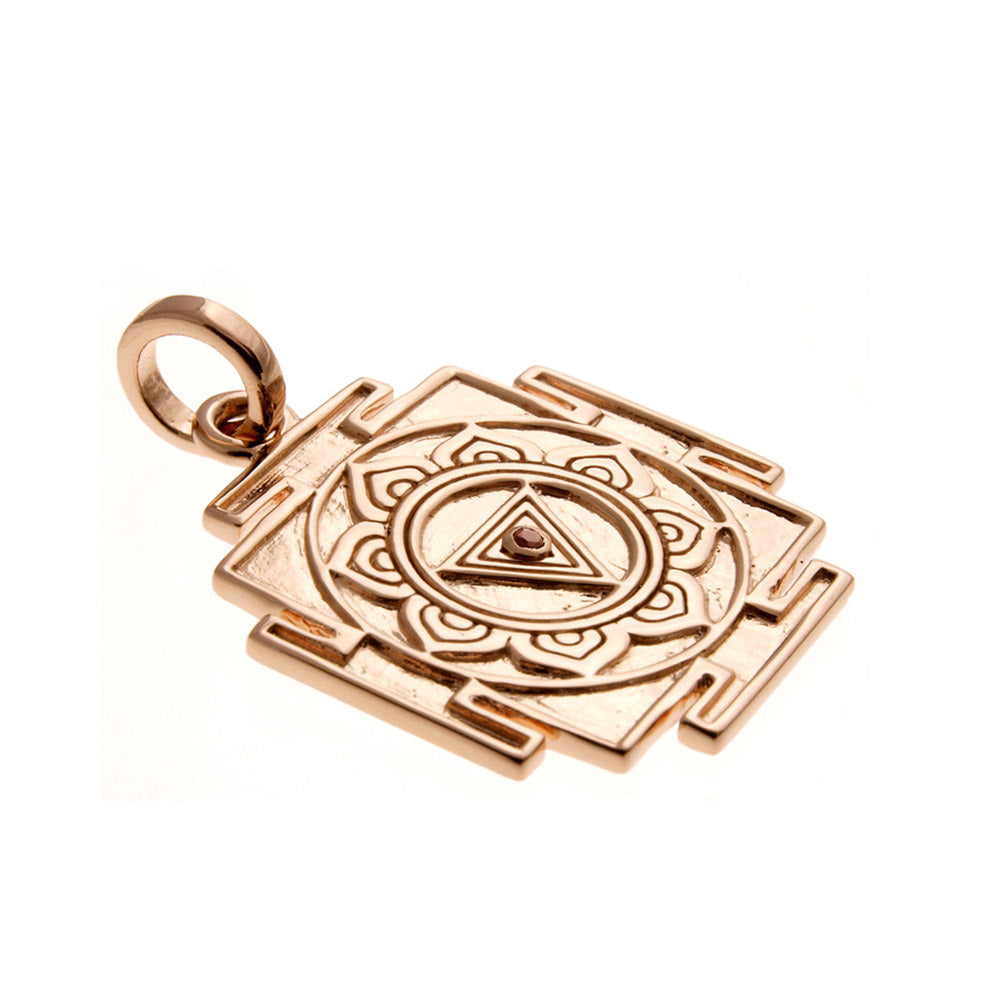 Rose gold-plated Kali Yantra pendant with ruby by  ETERNAL BLISS - Spiritual Jewellery