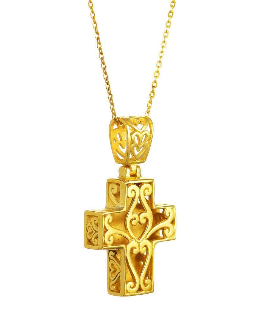 Gold-plated floral cross pendant  by ETERNAL BLISS - Spiritual Jewellery