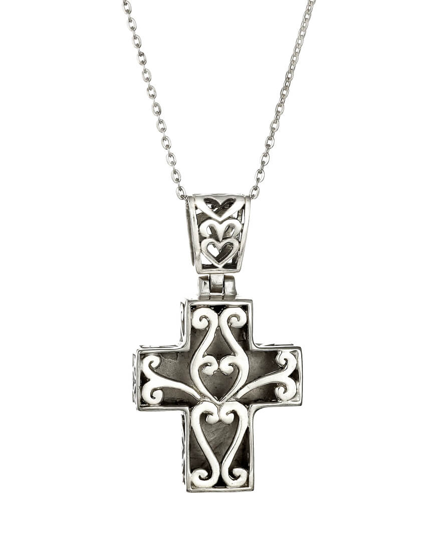 Anhänger Florales Kreuz Silber mit  Kette von ETERNAL BLISS - Spiritueller Schmuck